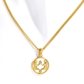 Collana con moneta in acciaio inossidabile placcato oro 18k e ciondolo dei Gemelli - Gemelli - Oro
