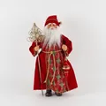 Detail of 40cm Santa Claus doll in red velvet robe holding a golden tree scepter - Style 25 Traditional Red & Gold Holding Scepter 40cm