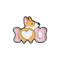 Broche créative en émail Corgi avec design I heart U et mignon petit dos en cœur - Corgi avec fesses en cœur