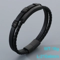 Double-layer black braided leather bracelet with matte magnetic clasp, 210x6mm size - Style A Black