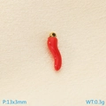 3D red chili pepper pendant in stainless steel with gold loop, 13x3mm DIY accessory - 13x3mm Red Chili Gold Hanging Ring (KLJ9995-Z)