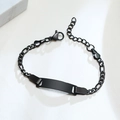 Detail eines verstellbaren mattschwarzen Edelstahl-ID-Armbands für Kinder mit Gravurplatte - 12+3cm / Schwarz