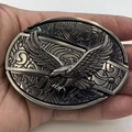 Western eagle buckle with multipurpose knife feature in antique silver finish - Western Eagle
