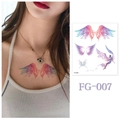 Pink and blue gradient butterfly wing temporary tattoo sticker for chest and collarbone - Pink-Blue Gradient Angel Wings (FG-007)