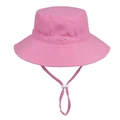 Pink kids sun hat with adjustable chin strap for outdoor beach wear and sun protection - Pink