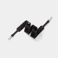 Universal black leather shoulder strap with white stitching and silver metal hooks - Black Strap Gold Buckle