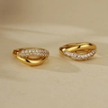 Elegante Creolen aus S925 Sterlingsilber mit zweireihigem funkelndem Zirkonia-Besatz - 925er Silber / 18K Gold