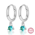 Eleganti orecchini a cerchio in argento sterling 925 con pendenti in zircone blu - Argento - Zirconia Verde Chiaro