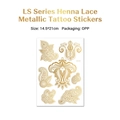 Metallic gold henna lace temporary tattoo sticker with bohemian floral patterns 14.5x21cm - Gold Henna Lace Pattern (LS-012)