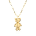 Collar con colgante de oso 3D chapado en oro y moderna cadena de eslabones de clip - Collar de Oso Dorado / Dorado