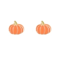 Creative pumpkin stud earrings in orange and green enamel for Thanksgiving fashion - Pumpkin Stud