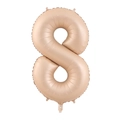 Macro detail of a champagne beige matte number 8 foil balloon for birthday party decor - Number 8 / Caramel color