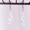 Handmade silver drop earrings with natural irregular transparent crystal beads - Clear Glass