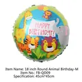 18-inch round jungle animal foil balloon with lion and elephant prints for birthday party - Round Animal Birthday Balloon