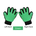 Green and black pet grooming gloves with silicone massage tips for hair removal - Left Hand / Green