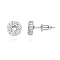 Blumenförmige Silberohrstecker mit Zirkonia-Steinen und Schmetterlingsverschluss - Silber