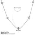 Silver heart necklace in stainless steel with detailed product dimensions and weight - Vertical Heart Necklace / Silver