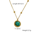 Collana in acciaio dorato con un ciondolo rotondo in pietra naturale amazzonite - Collana