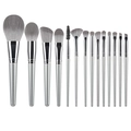 14-piece silver-grey professional makeup brush set with synthetic gradient bristles - In OPP Bag Without Storage Bag (Silver Blue)