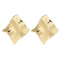 Elegant gold geometric earrings with textured finish and creative wavy metal design - Gold 2
