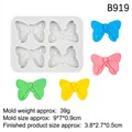 White silicone 4-cavity butterfly mold for fondant and resin crafts with B919 size details - 1#B919 4-Cavity Bowtie / Gray