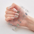 3D bronzing nail polish sticker DQ3-073 with blue and gold sequins on transparent base - Transparent Base Blue Gold Sequin Stripe Pattern (DQ3-073)