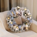 Blue and white 40cm Christmas wreath with angel doll, pine cones and warm LED lights - 50cm Angel Sky Blue Wreath (With Lights)