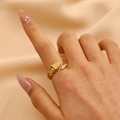Verstelbare slangenkopring in 18K goud finish met sprankelende zirkonia accenten - Geometrische Geest Slangstijl (9285) / Goud