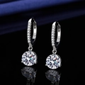 Silver S925 sterling silver hoop earrings featuring round brilliant cut moissanite stones - A Pair Of Platinum-gold Led-127