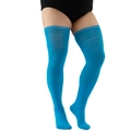 Plus size over-knee thigh high socks in bright blue high-stretch knit fabric - Plus Size / Teal