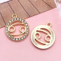 Golden Cancer zodiac charms in rhinestone and textured finishes for DIY jewelry - Cancer