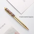 Penna a sfera in metallo dorato con paillettes colorate e brillante effetto sabbia liquida - Oro (Paillettes Colorate)