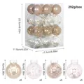 Set van 24 beige en transparante kerstballen van 6cm met verschillende soorten versiering - Roségoud