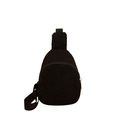 Minimalist black sherpa fleece sling bag for kids with textured plush material - Black