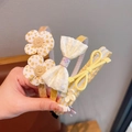 Three yellow floral headbands with bunny ears and mesh flower designs for girls - 09# Yellow Bow