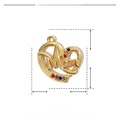 Dettaglio del ciondolo a cuore dorato Mom in acciaio inossidabile con strass colorati - YE765-Oro Mom Cuore Vuoto