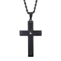 Pendentif croix noire hip hop avec cristal et chaîne torsadée pour homme en acier - Pendentif Noir (Sans Chaîne)