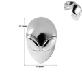 Silberner Alien-Schädel Magnet-Ohrgewicht aus Edelstahl, Größe 22,1 x 14,6 mm - Edelstahl / Alien / Silber