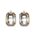 Rectangular gold-plated stainless steel pendants with clear faceted crystal inlay - Clear