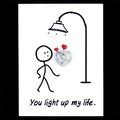 Healing gift card with white marble heart and You Light Up My Life message - Howlite