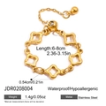 Adjustable golden stainless steel ring with clover links and zircon stone details - Hollow Clover Style (JDR0208004)