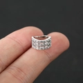 Elegant silver U-shaped non-piercing ear cuff with triple-row cubic zirconia inlay - Size 8 / Silver