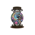 DIY diamond painting mandala cat and moon ornament with decorative wooden base stand - Cat with Moon