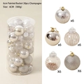 Set of 30 champagne and silver Christmas balls with various textures, 6cm diameter - 6cm Painted Tube Champagne Silver (30 Pack)