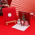 3D pop-up Christmas card set featuring Santa Claus and snowman with red envelope - Red Snowman (J5-01)