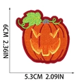 Detailed view of Halloween pumpkin embroidered patch showing 6cm height and 5.3cm width - Letter O
