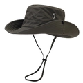 Olive green quick-dry hiking sun hat with wide brim, side vents, and adjustable chin strap - One Size (56-58cm) / Army Green