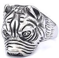 Detailed side view of vintage silver bulldog ring made of high quality stainless steel - Size 7 / Bulldog Style (23301-2) / Antique Silver