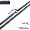 Collar de cadena de acero de titanio negro para hombre 660x4mm textura tejida - 66cm x 4mm / Negro