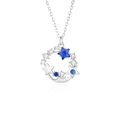 Elegante collar de plata esterlina S925 con colgante de luna y circonita azul de estrella - Color Platino (FDXZ-247) / Plata 925